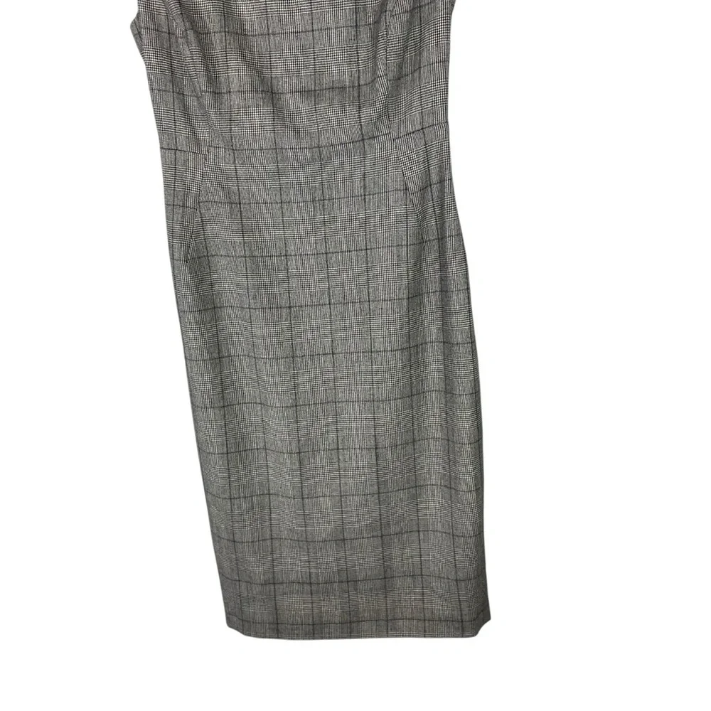 L.K. Bennett London Gray Plaid Wool Dress Size 6 US UK 10 EU 38 Fine Merino Wool